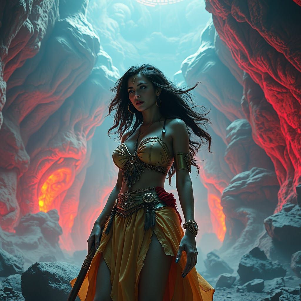 Amazon Warrior Unleashes Final Blow on Delicate Maiden in Ps...