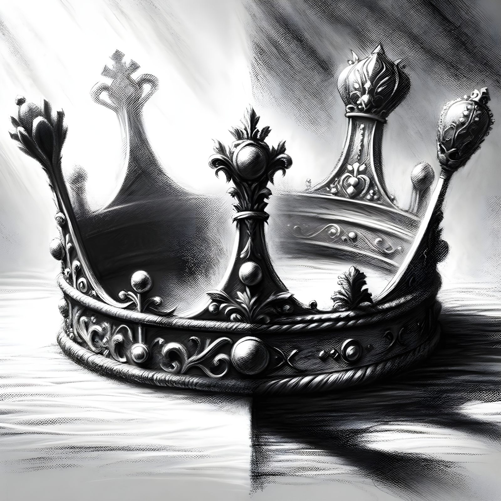 Charcoal Drawing of Crown Transition Between Eras