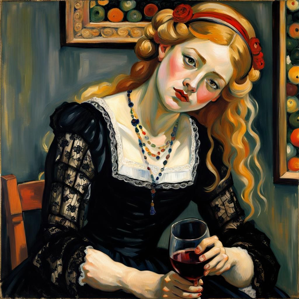 Elegant Woman Celebrates: Classical Portraiture Style