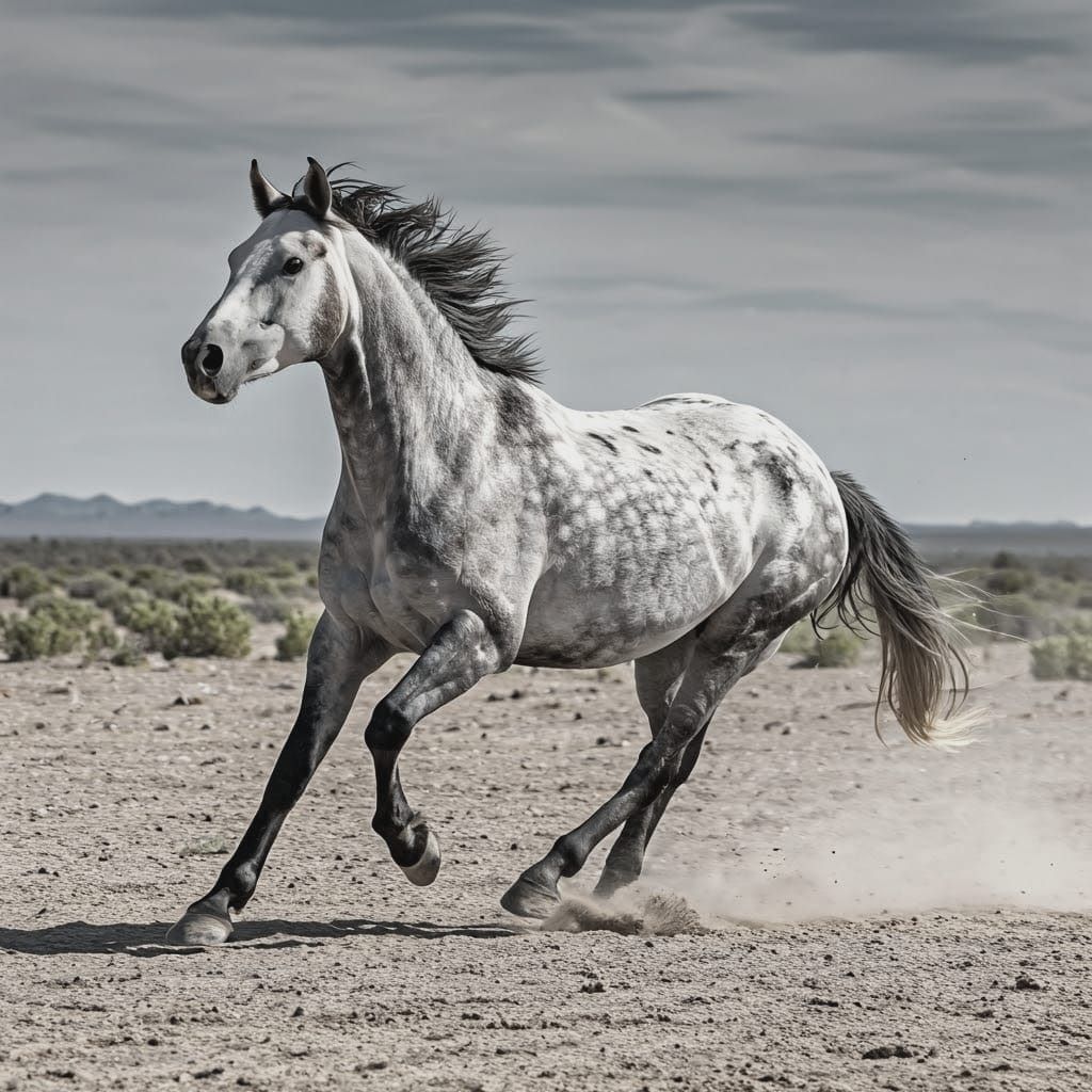 Wild Gray Appaloosa Horse Running Free