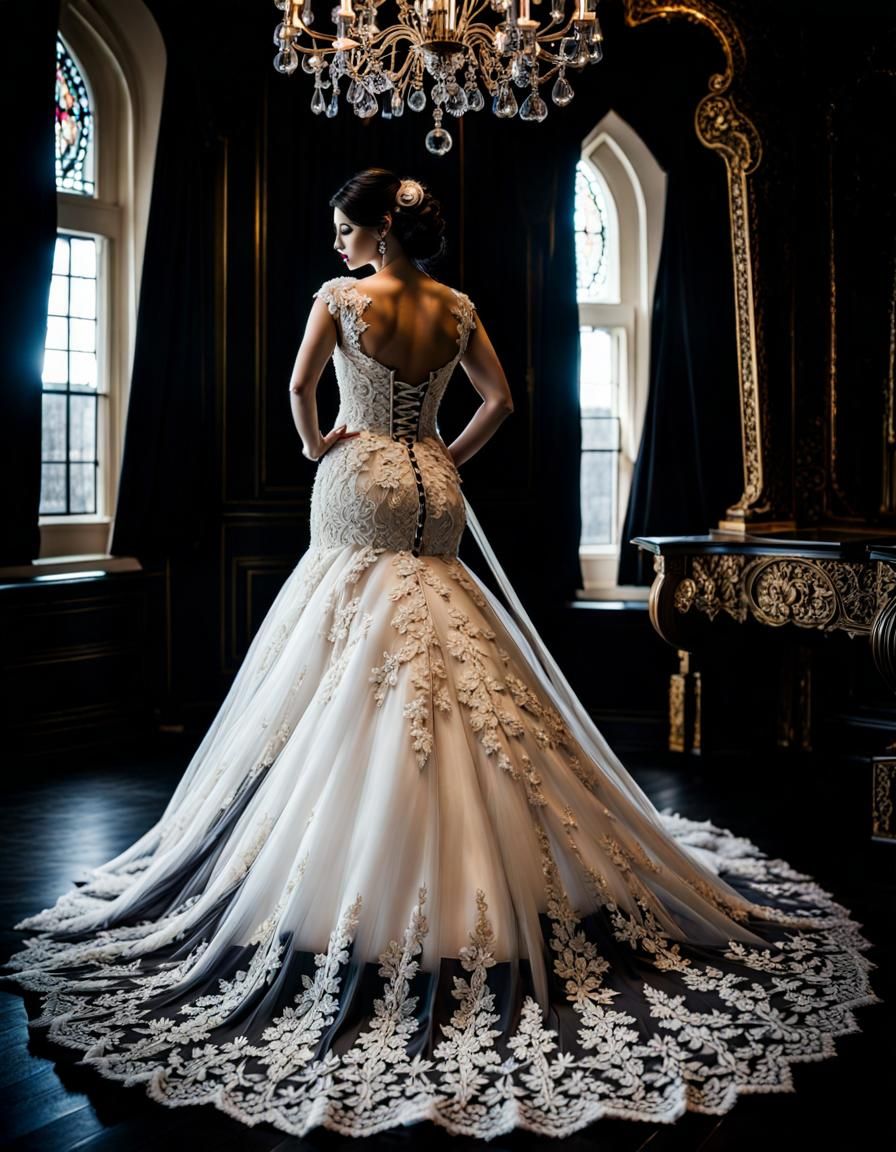 Gothic Lace Wedding Dress in HDR