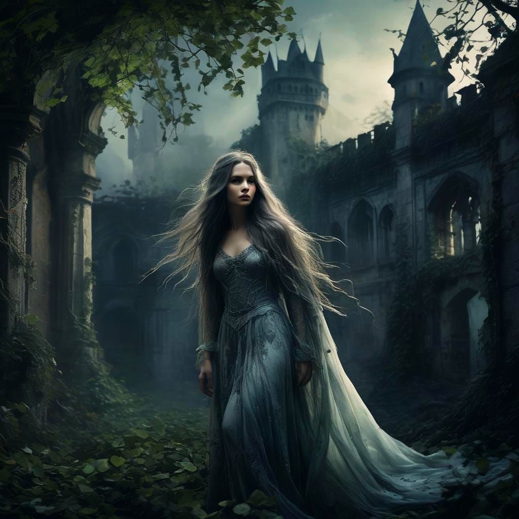 Ethereal Ghost Haunts Castle Ruins