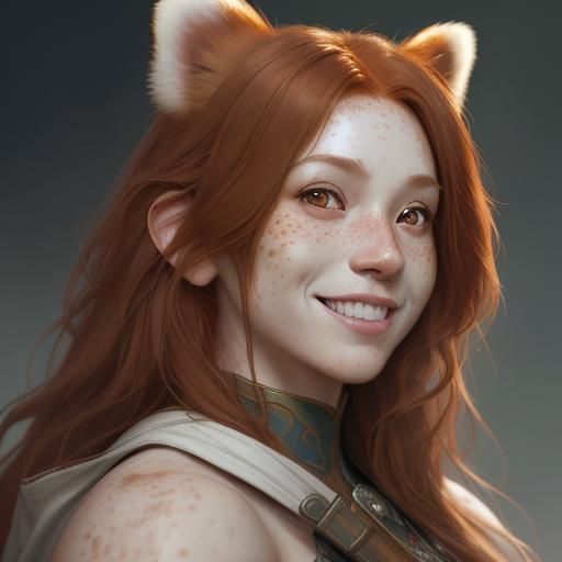 Detailed Portrait of a Smiling Ginger Red Panda