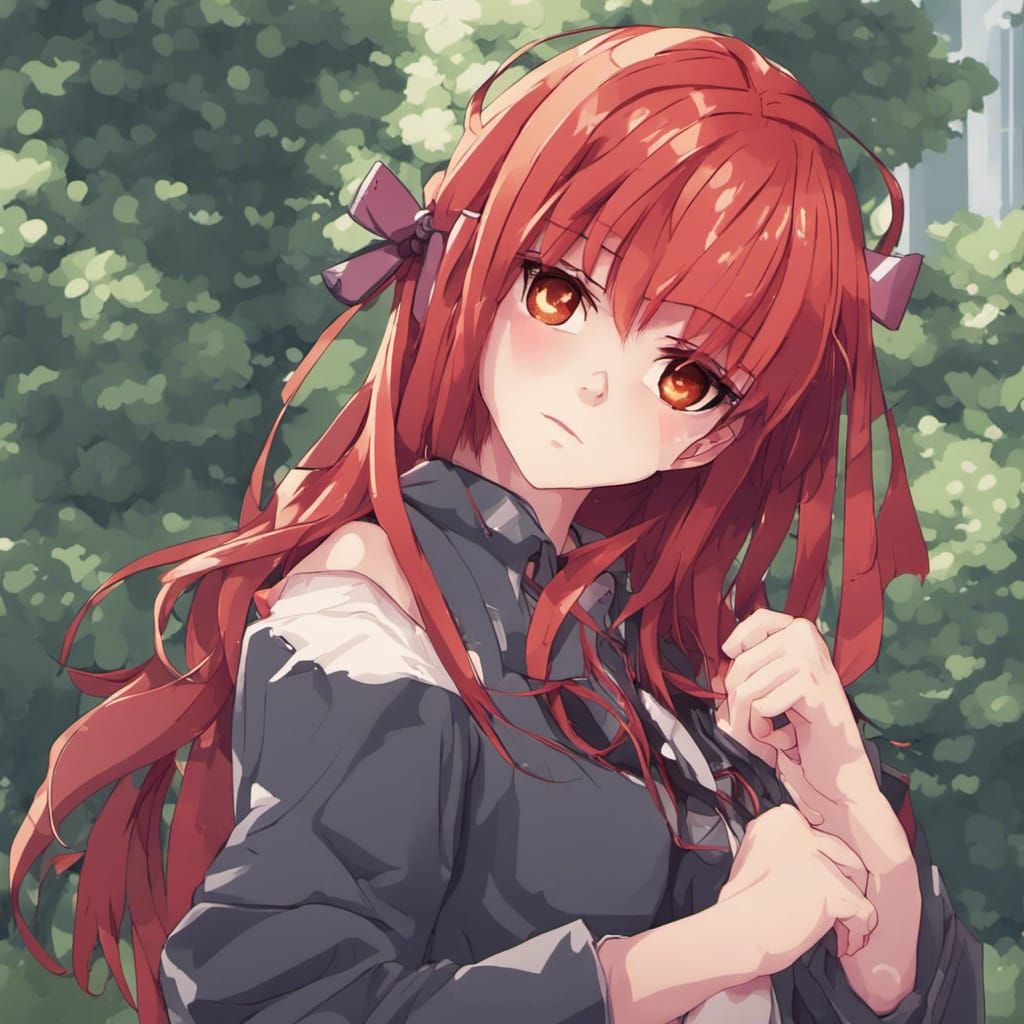 Red-Haired Girl in Pixel Art Style