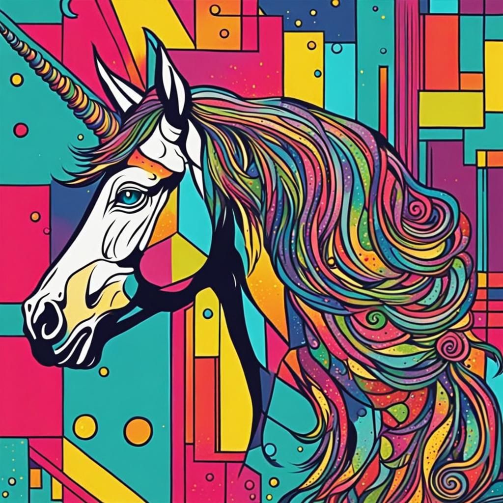 Pop Art Unicorn in Abstract Style