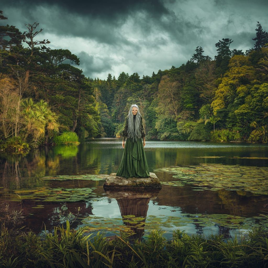 Fantasy Landscape with Witch in Matte Painting