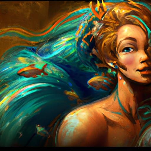 Merman Portrait in Caribbean Waters, Hyperdetailed Art