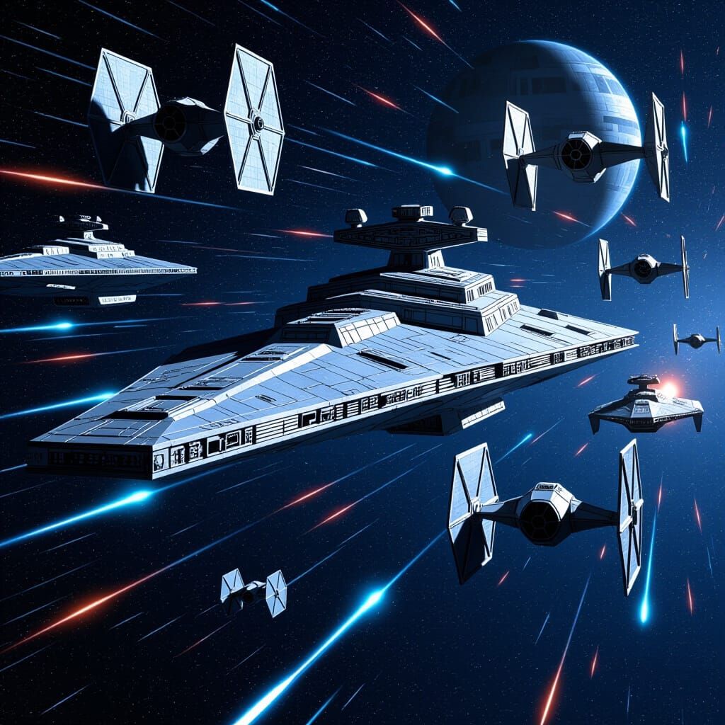 Imperial Star Destroyers Soar Through Space in Retro Sci-Fi ...