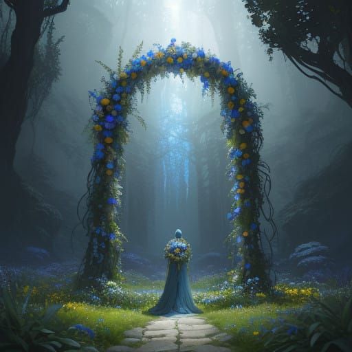 Surreal Flower Wreaths in a Dreamlike Fantasy World