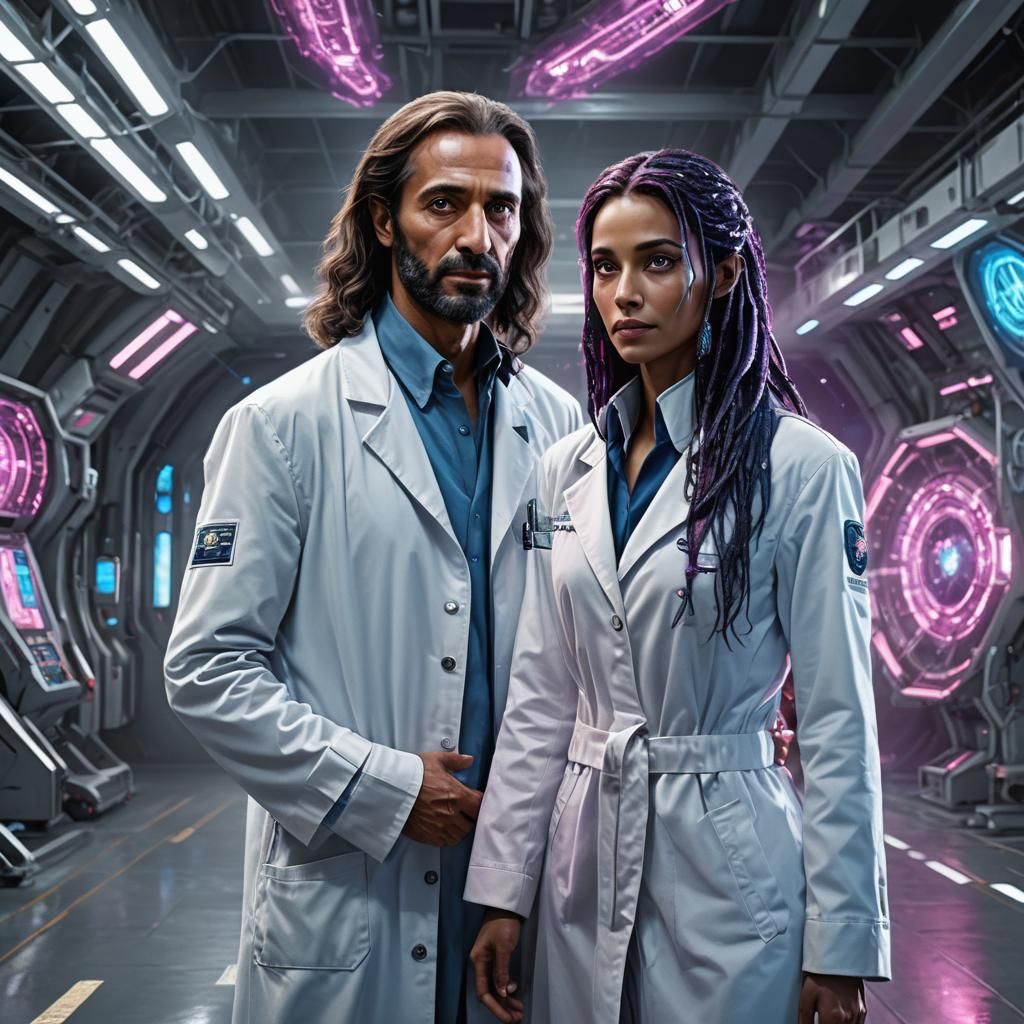 Extraterrestrial Woman in Hangar, Splash Art Style