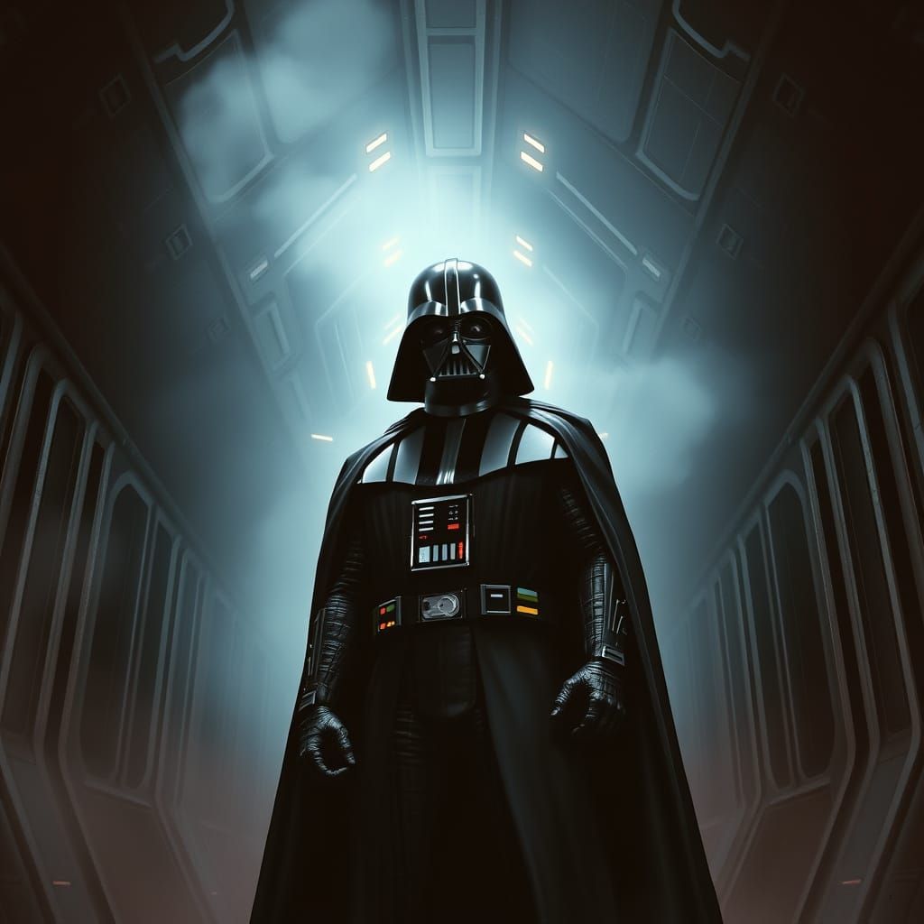 Darth Vader in Gritty, High-Contrast Sci-Fi Style