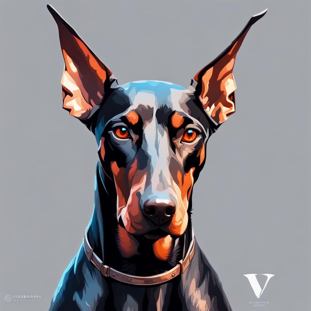 Hyperdetailed Doberman Pinscher Portrait in Digital Art Styl...