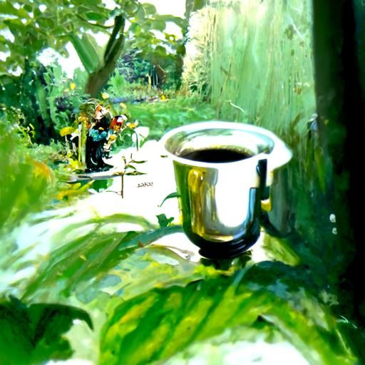 Green Garden Coffee: Oil Painting by Gurney