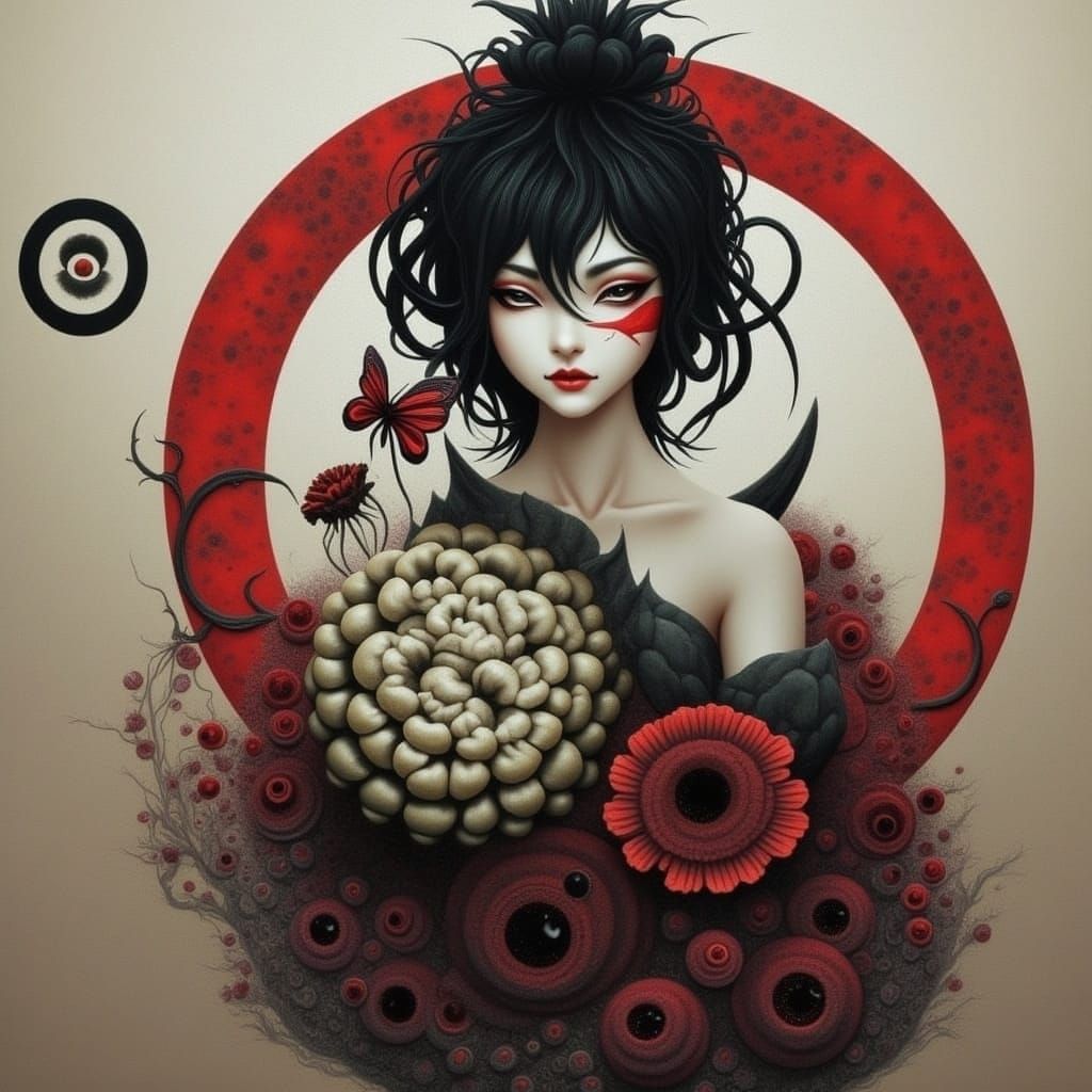 Geisha in Fleur Noir Aesthetic