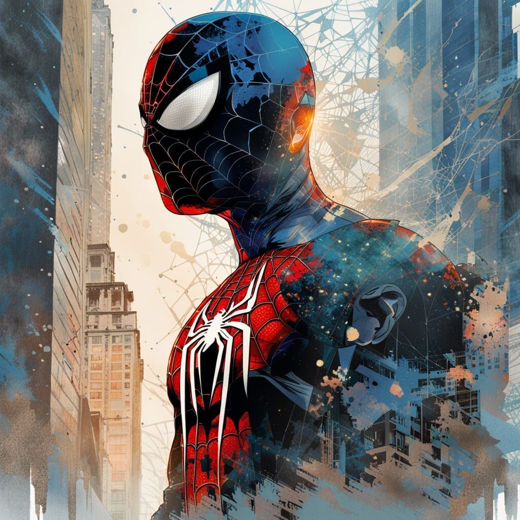Spiderman Double Exposure Portrait with Web Details