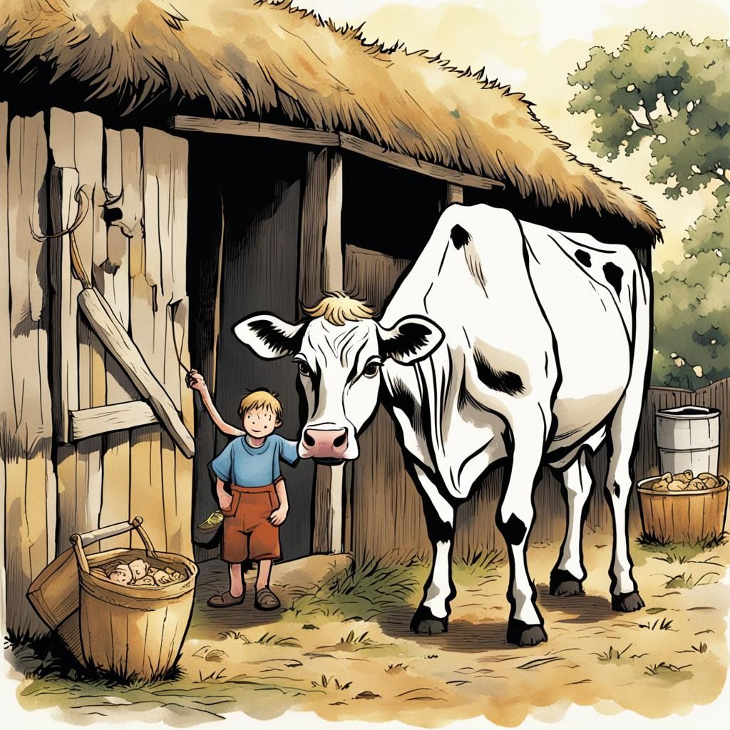 Jack Trades the Cow for Magic Beans