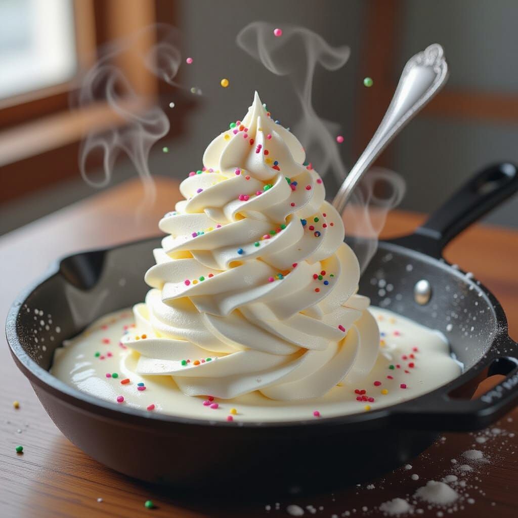 Ice Cream Sizzling in Hot Skillet