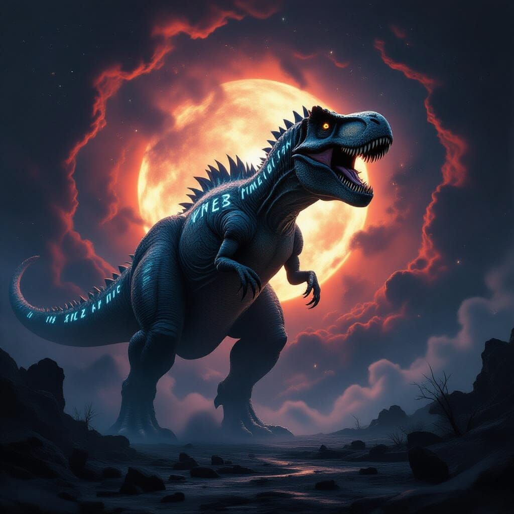 Cosmic T-Rex Emerges from Nebulae Vortex