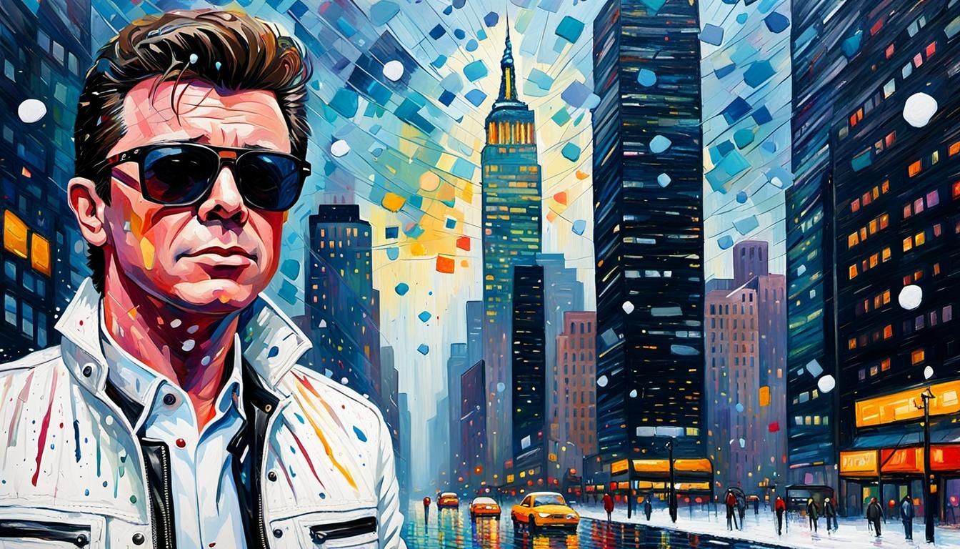 Rick Astley Portrait in Pop Art Watercolor Style