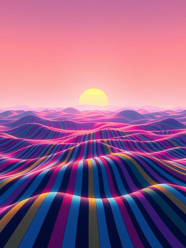 Stipple Landscape with Enchanting Stripes in Vibrant HDR