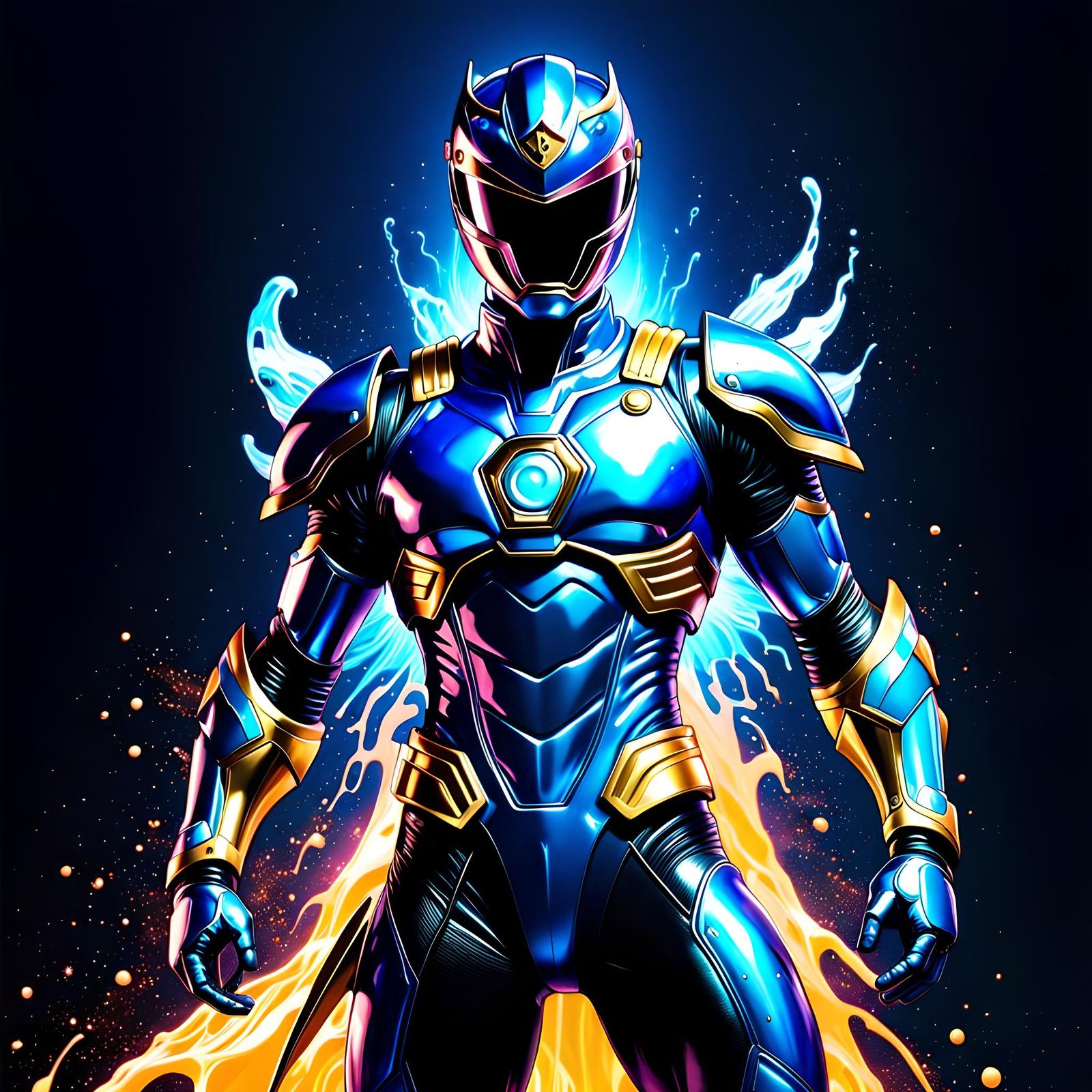 Iridescent Liquid Chrome Blue Power Ranger