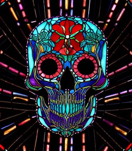 stained glass skull 17