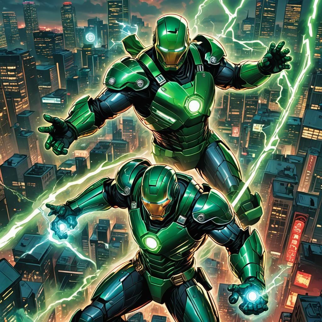 Ironman and Green Lantern Samurai Comic Illustration