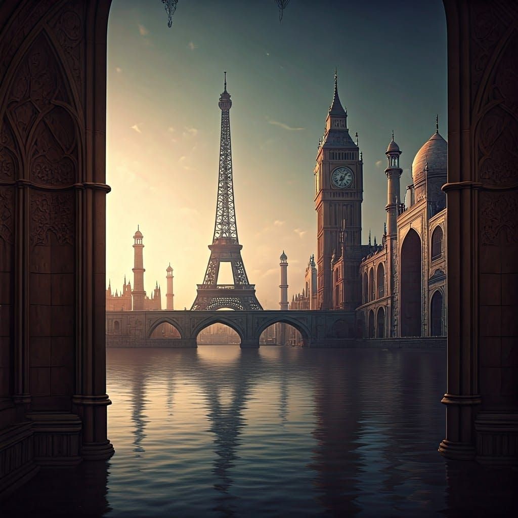 Eiffel Tower on Golden Gate: A Fantasy Cityscape