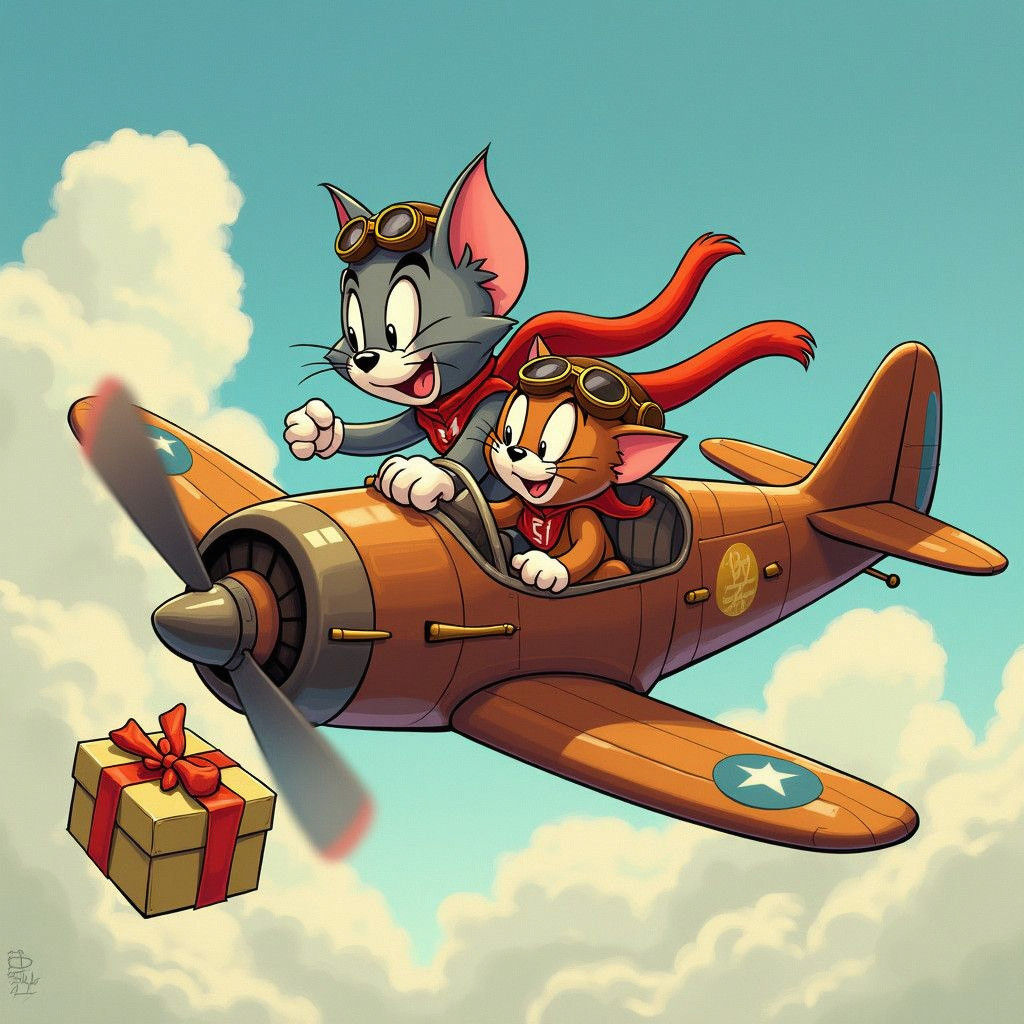 Tom and Jerry in Propeller Plane: Comic Book Art