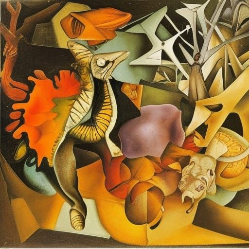 Abstract Still Life in Cubist Style