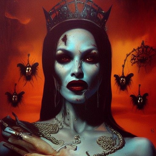 Sinister Queen of the Damned in Surrealist Style
