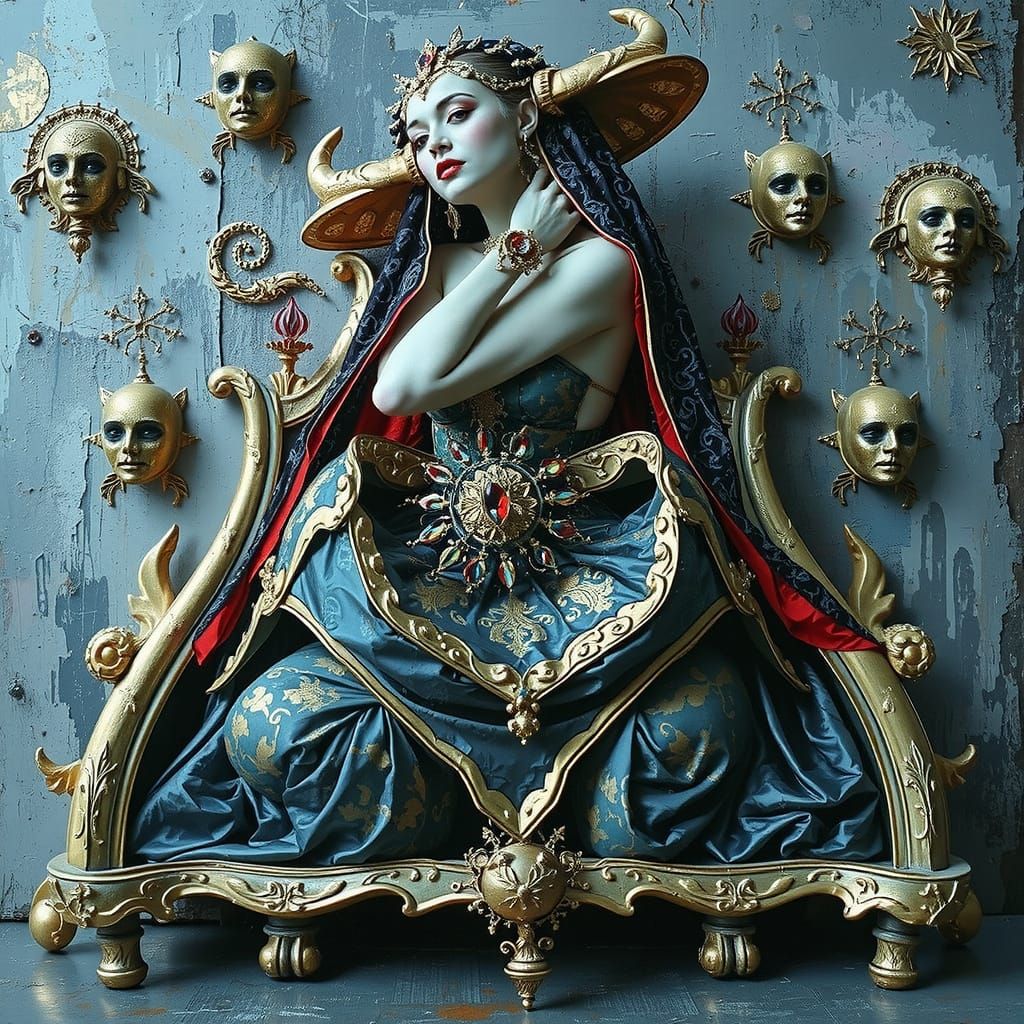 Ethereal Woman in Lavish, Mystical Scene, Inspired by Dada a...