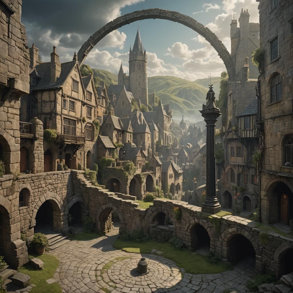 Epic English Town Enclosed by Giant Stone Wall