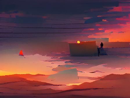 Surreal Sunset in a Dreamlike Landscape