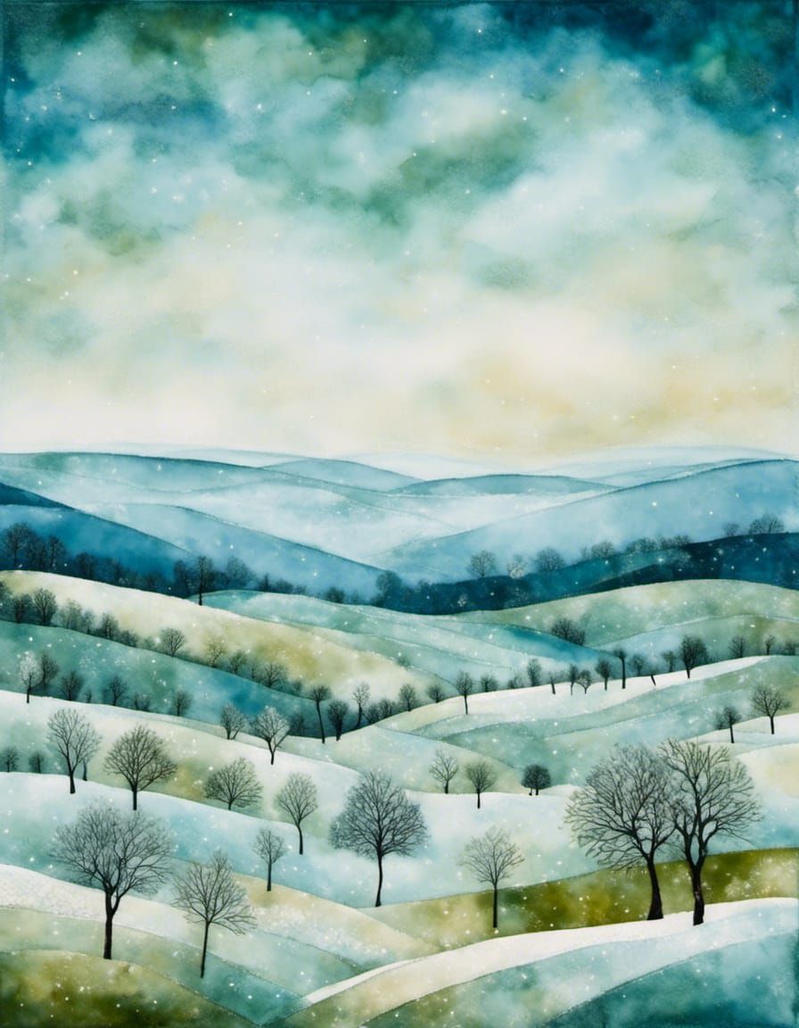 Icy Tundra Landscape in a Dreamlike Style