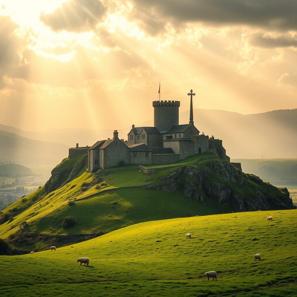 Surreal Irish Landscape with Majestic Rock of Cashel in Roma...