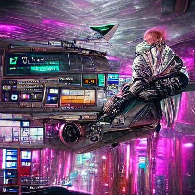 Cyberpunk Cityscape with Flying Vehicles