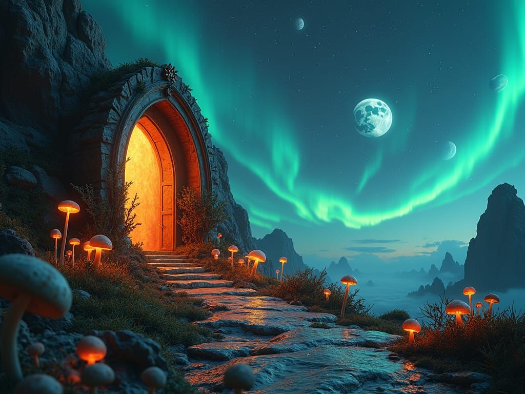 Ornate Fairy Doorway to Cosmic Landscape