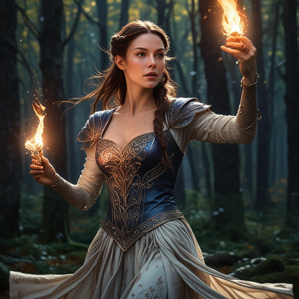 Enchanted Elven Dancer Under Whimsical Moonlight