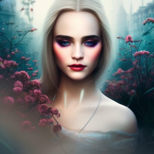 Futuristic Goddess Portrait in Noir Style