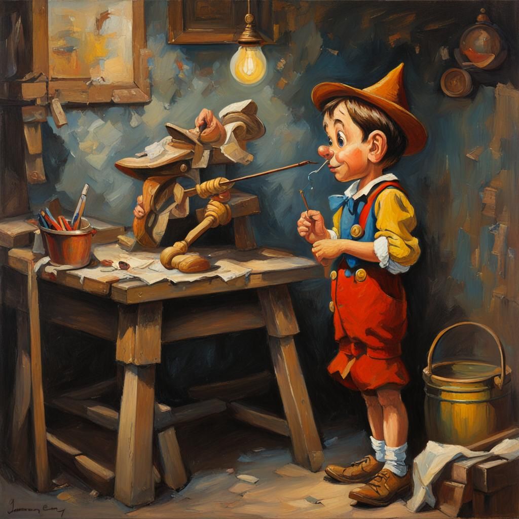 Pinocchio Portrait in Oil Paint Style