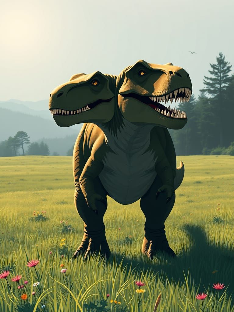 Surreal T-Rex Portrait in Semi-Realistic Style