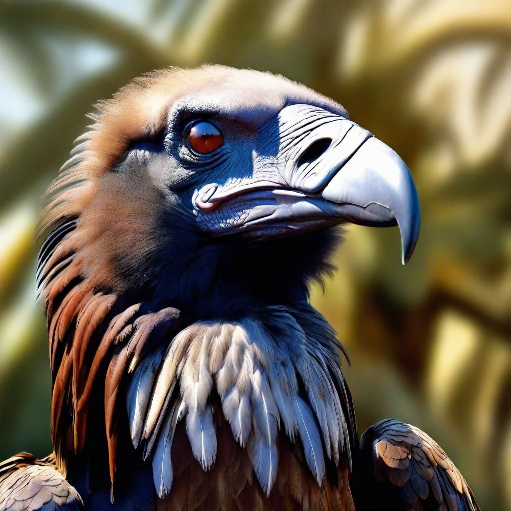 Photorealistic Vulture Head in Retro-Futuristic Style