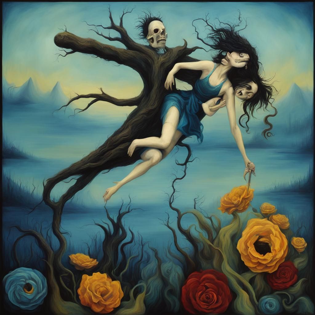 Surreal Boy in Emotional Depths: Impasto Gouache Painting