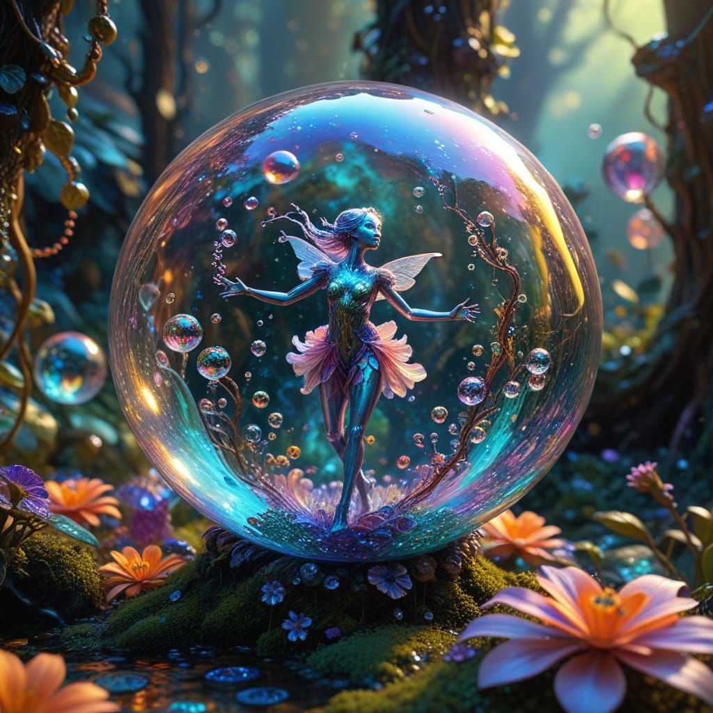 Sprite Dancing in Psychedelic Bubble Dreamscape