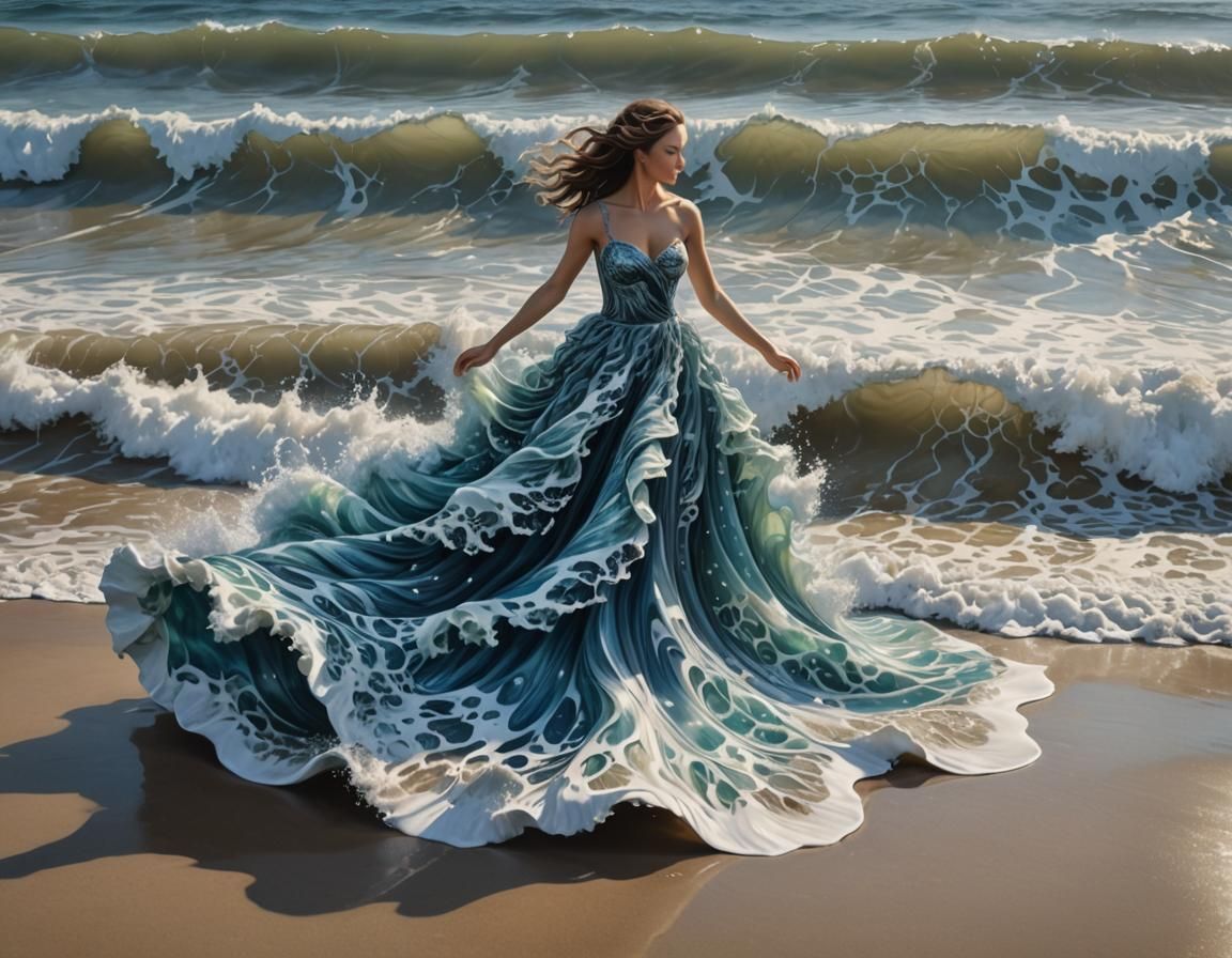Ocean Wave Dress: A Fantasy Sculpture Painting