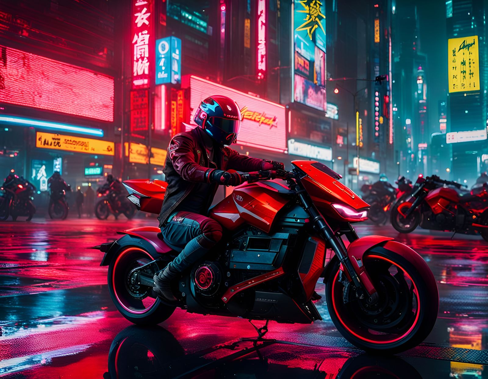 Cyberpunk Motorbike in Neo Tokyo Night