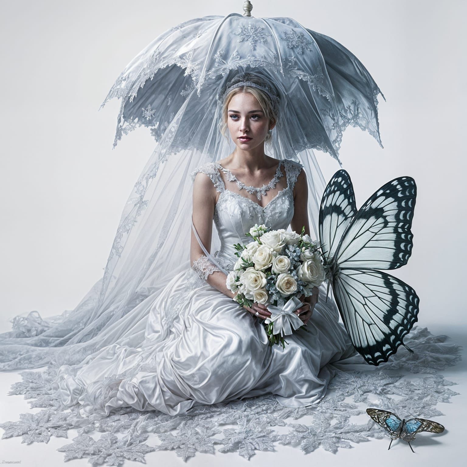 Surreal White Wedding with Butterfly