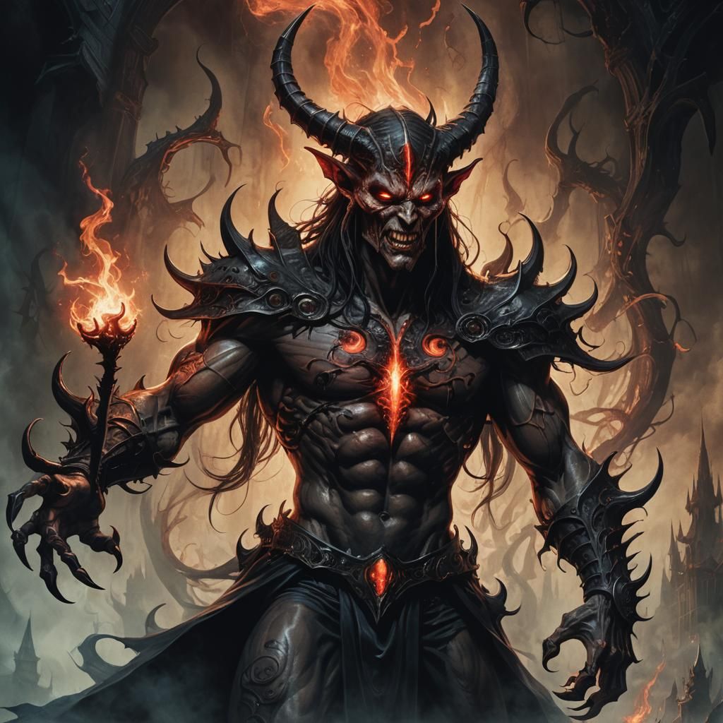 Elven Demon Sorcerer Casting a Spell