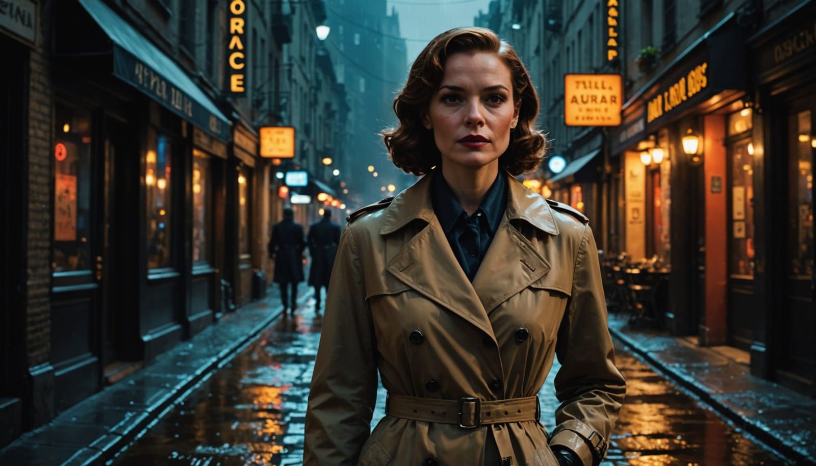 Retro-Futuristic Spy Agent in Noir Paris